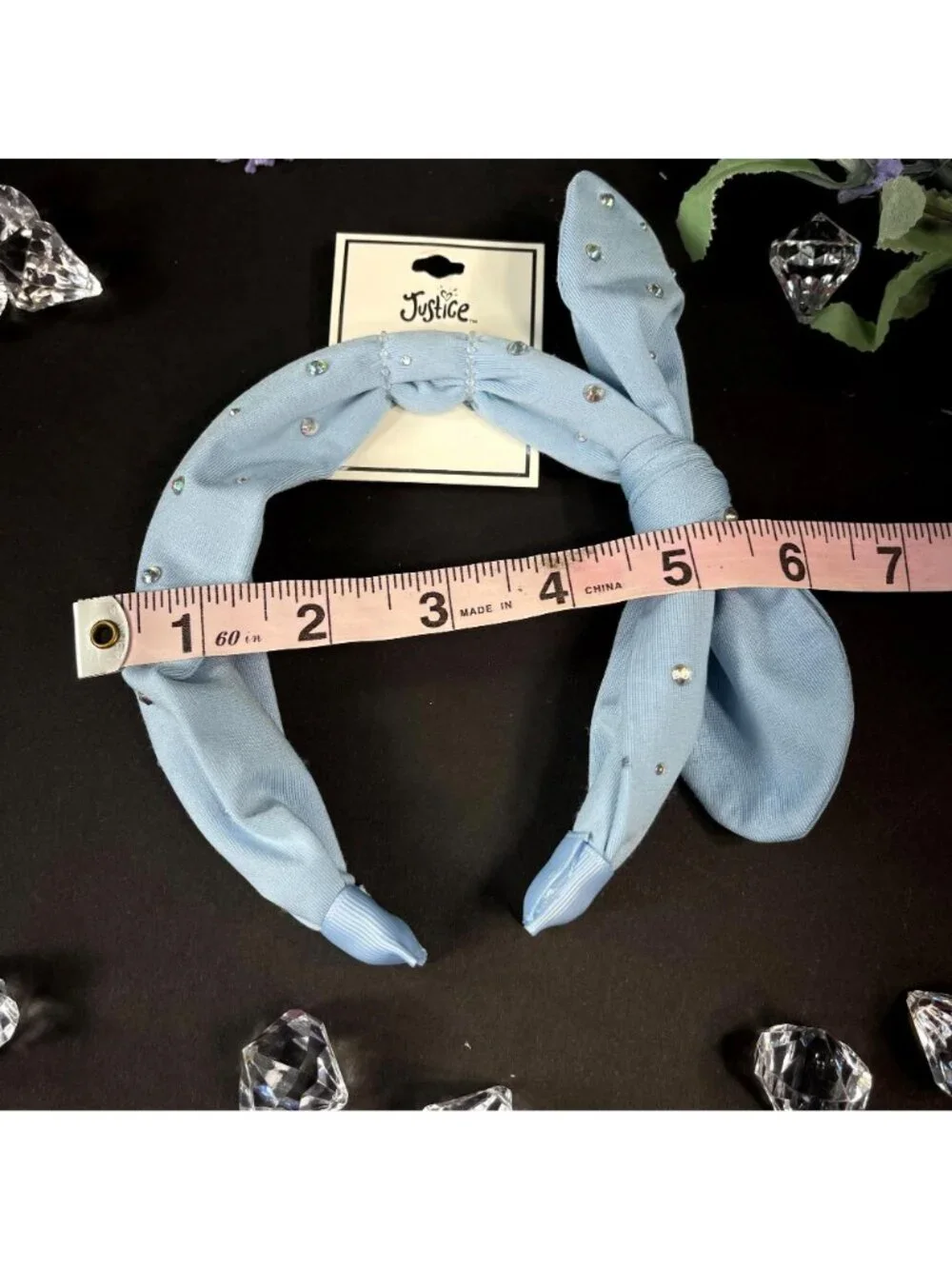 Justice Headband Rhinestone Blue Denim Girls Hair Care Hair Knot Accessories